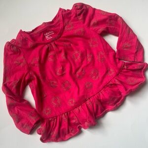 BabyGap Tunic style pink shirt with shimmer hearts